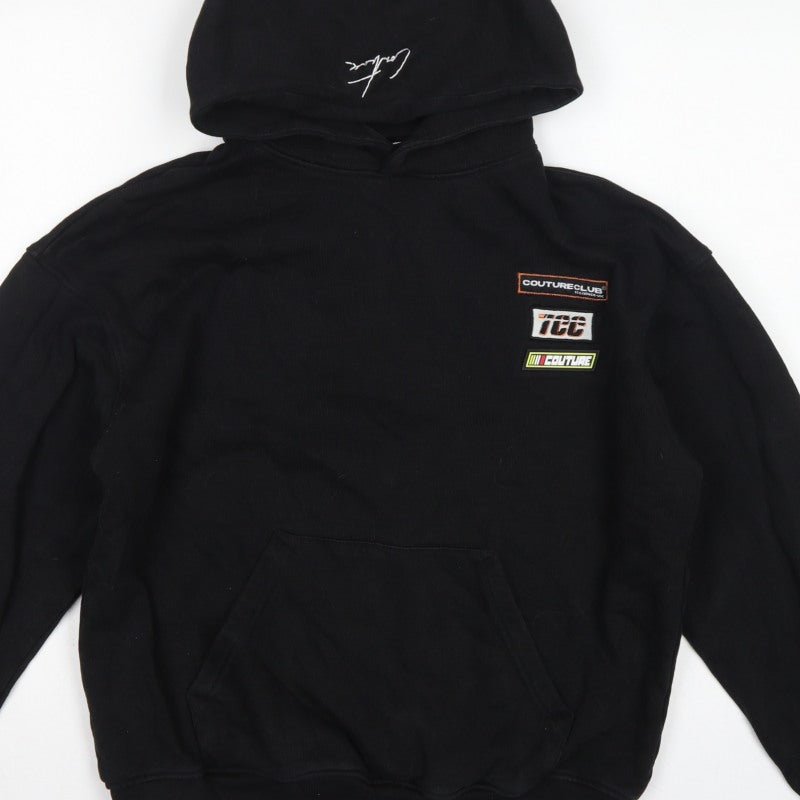 Couture Women’s Black XS Pullover Hoodie Embroidered Logo Pockets