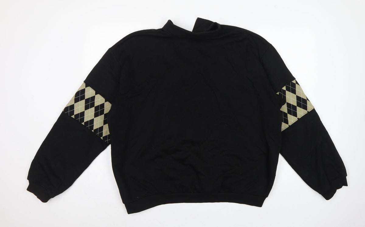 Weekday Men’s Black M Argyle Henley Collared Sweatshirt