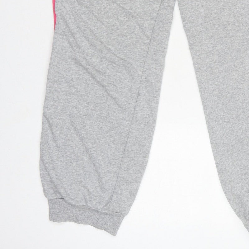 Adidas Women Grey UK 18 3 Stripe Fleece Jogger Sweatpants