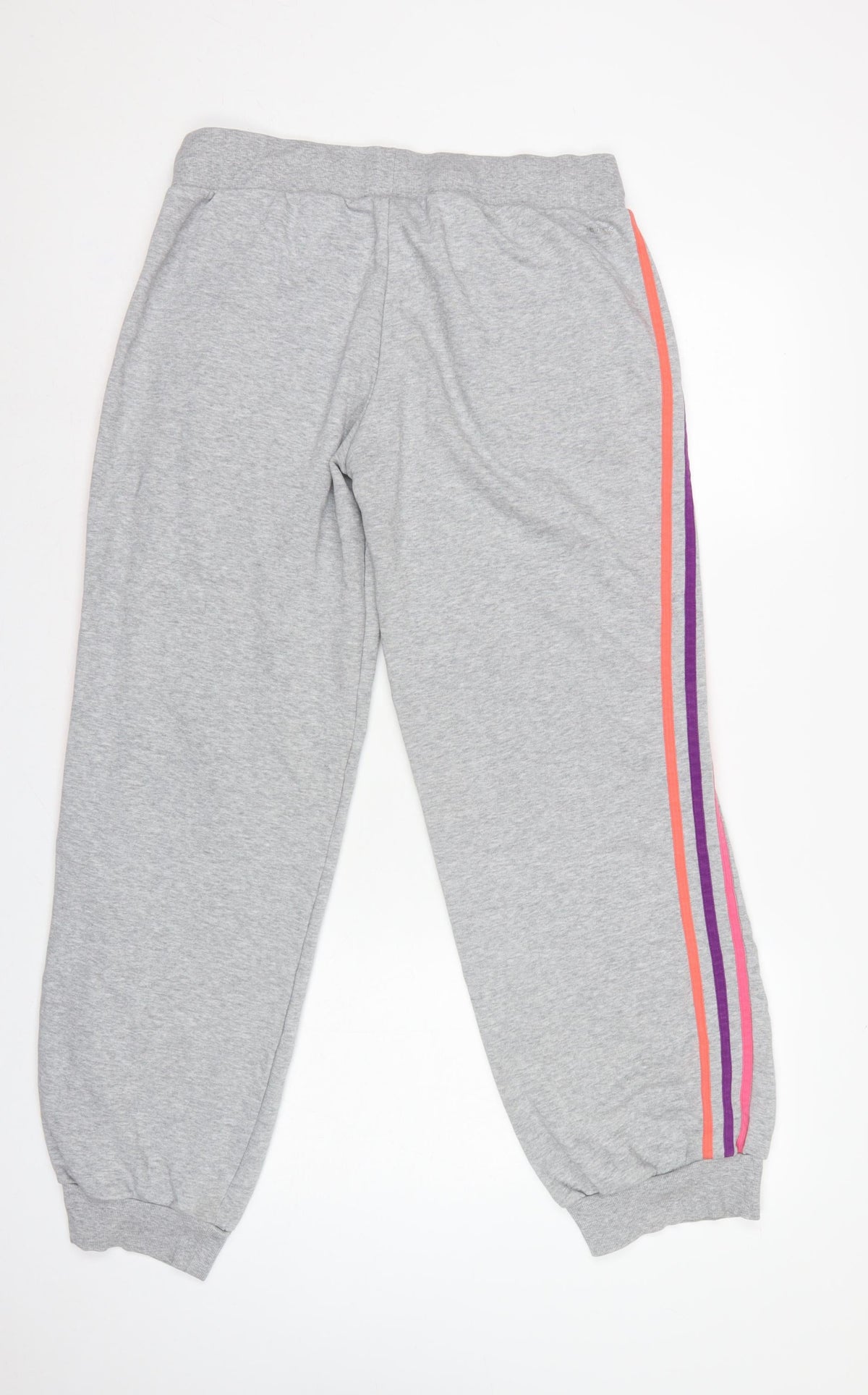 Adidas Women Grey UK 18 3 Stripe Fleece Jogger Sweatpants