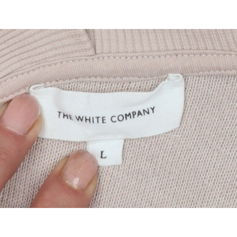 The White Company Women's Beige L V-Neck Pullover Sweatshirt Cotton