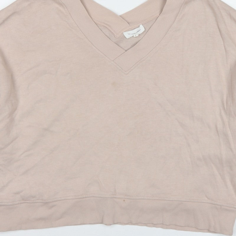 The White Company Women's Beige L V-Neck Pullover Sweatshirt Cotton
