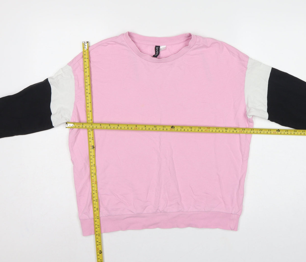 Divided H&M Women’s Pink Colourblock Crew Neck Pullover Sweatshirt UK 14 M