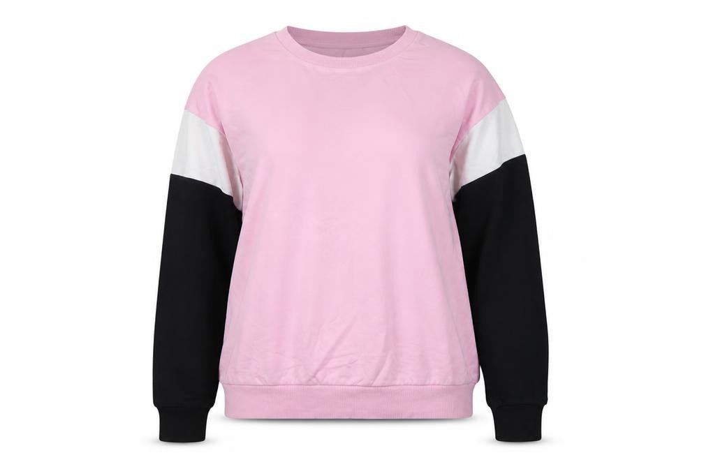 Divided H&M Women’s Pink Colourblock Crew Neck Pullover Sweatshirt UK 14 M