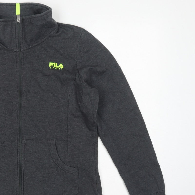 Fila Sport Women’s Grey L Full Zip Fleece Sweatshirt Logo Pockets