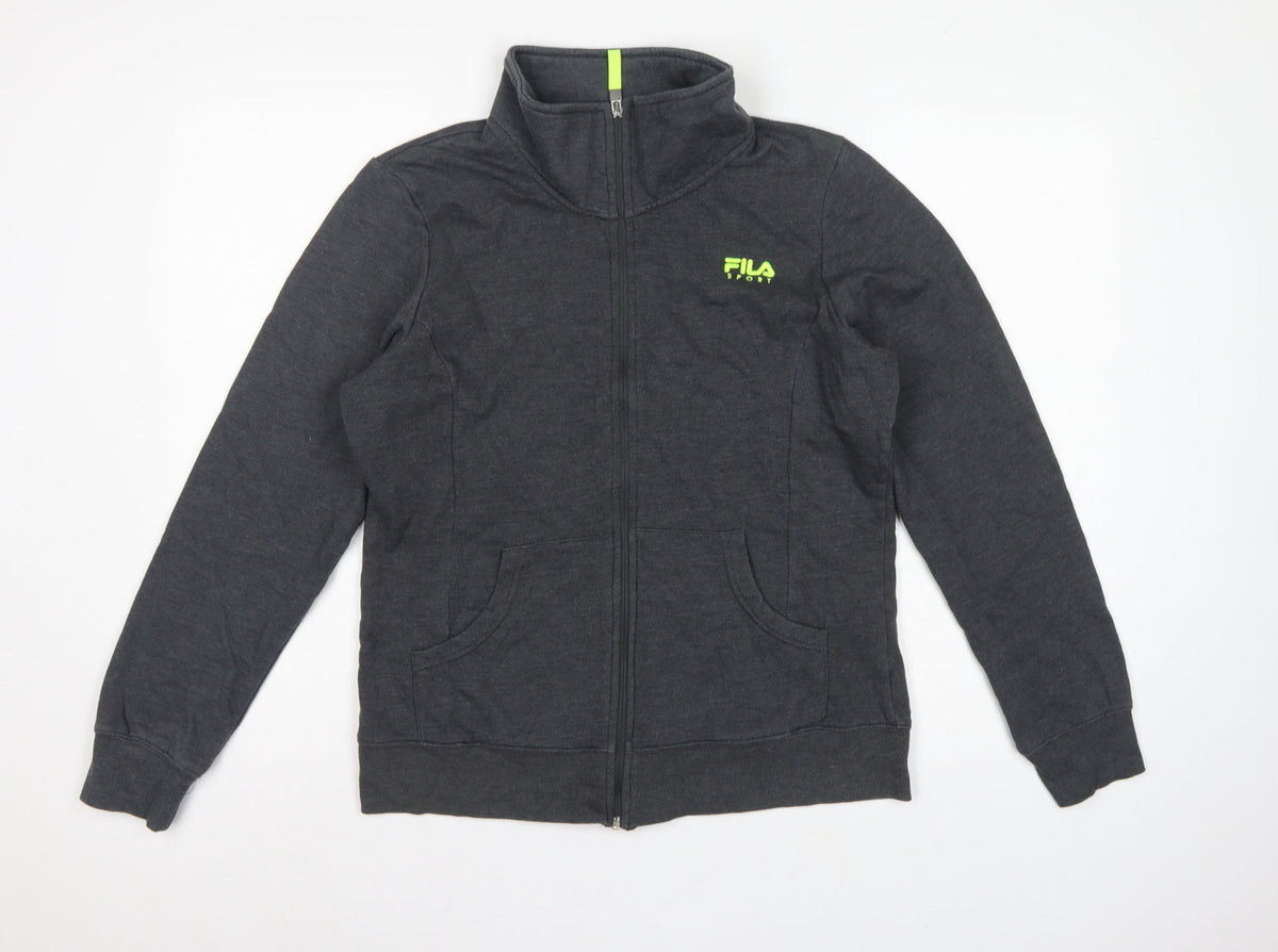 Fila Sport Women’s Grey L Full Zip Fleece Sweatshirt Logo Pockets