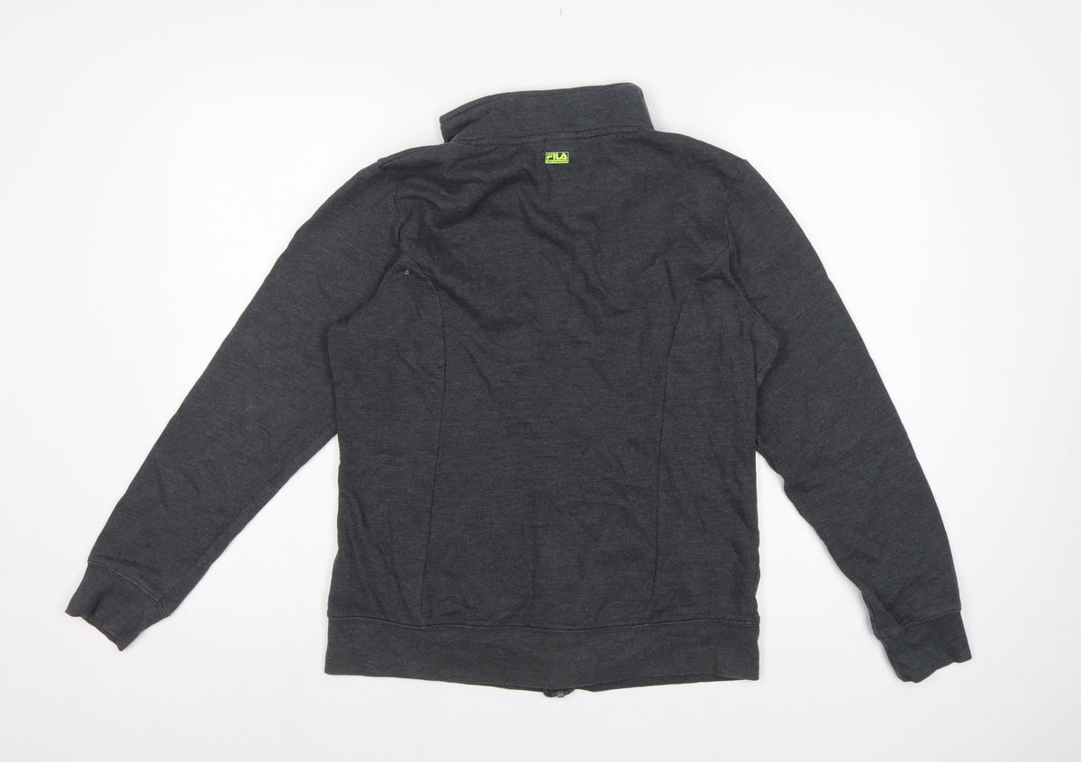 Fila Sport Women’s Grey L Full Zip Fleece Sweatshirt Logo Pockets