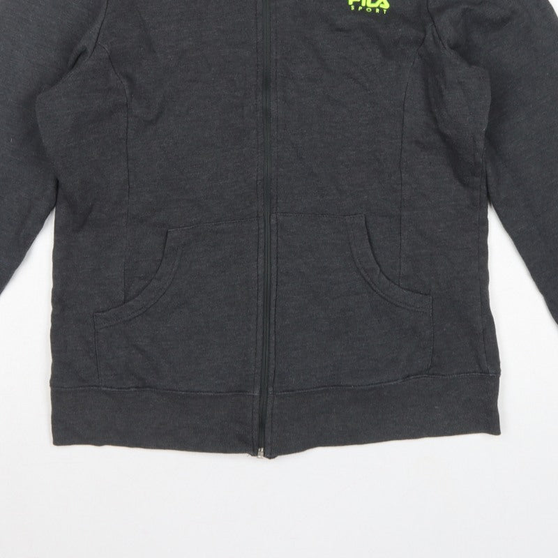 Fila Sport Women’s Grey L Full Zip Fleece Sweatshirt Logo Pockets