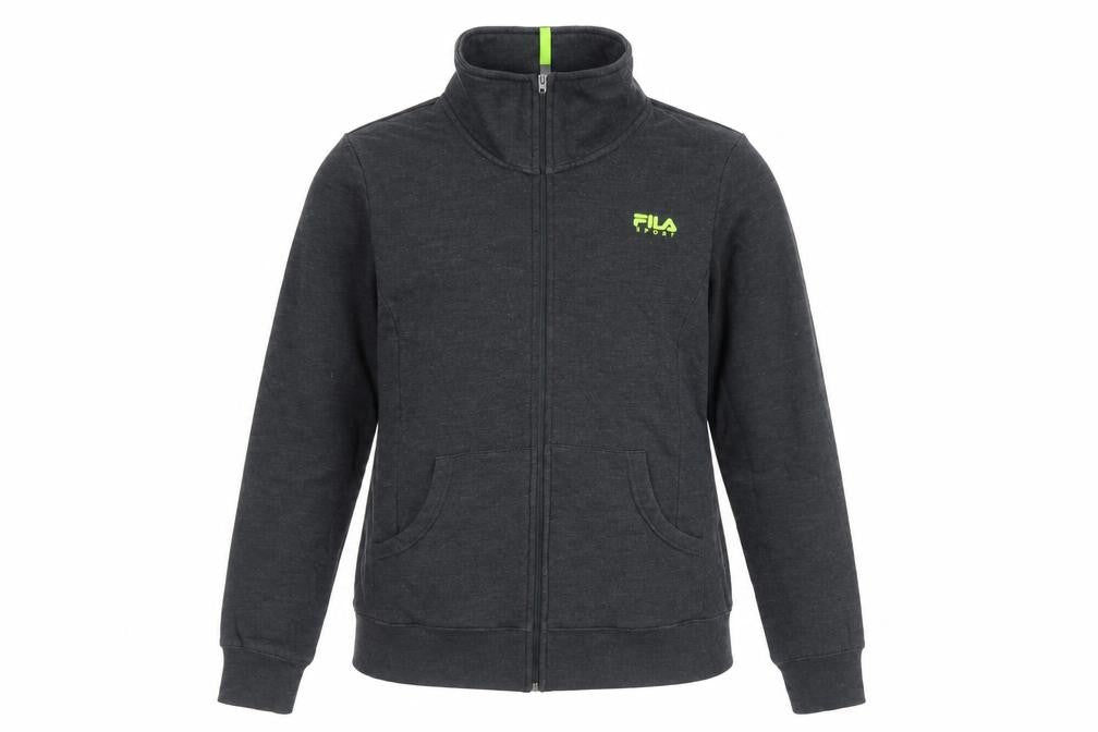 Fila Sport Women’s Grey L Full Zip Fleece Sweatshirt Logo Pockets