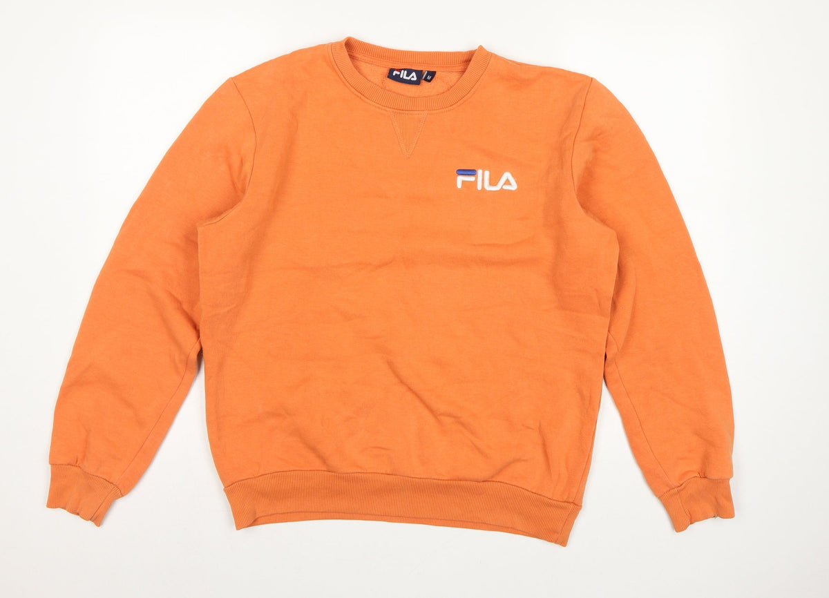 Fila Men's Orange M Crew Neck Logo Pullover Sweatshirt