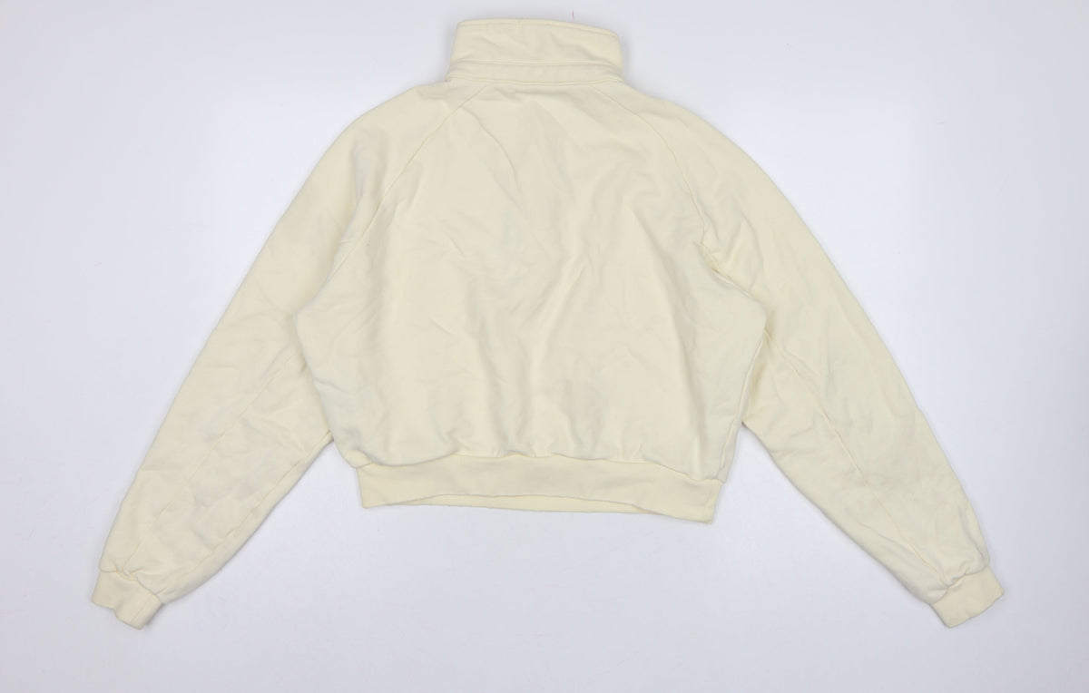Cernucci Women’s Ivory XS Henley Logo Sweatshirt High Neck