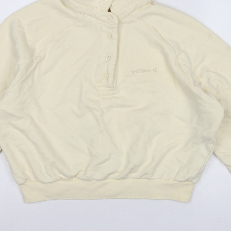 Cernucci Women’s Ivory XS Henley Logo Sweatshirt High Neck