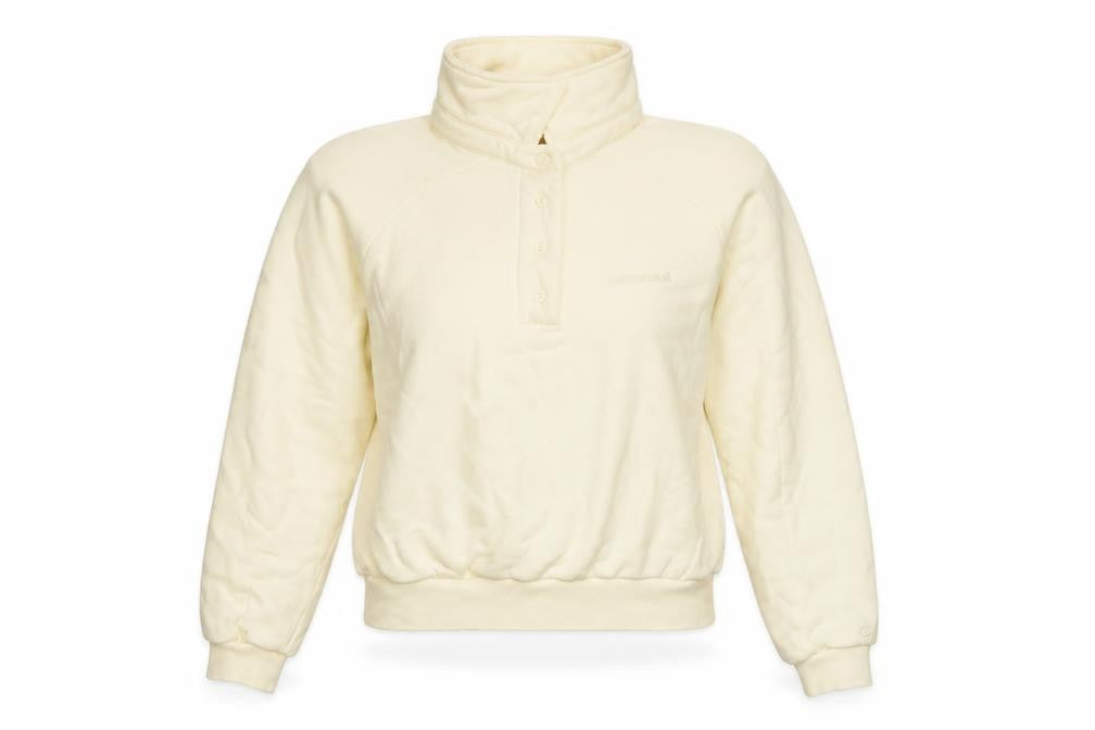 Cernucci Women’s Ivory XS Henley Logo Sweatshirt High Neck