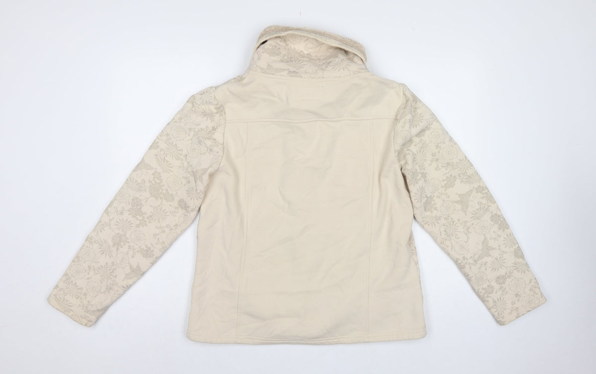 Per Una Women Ivory Floral Hooded Button Cardigan Sweatshirt L