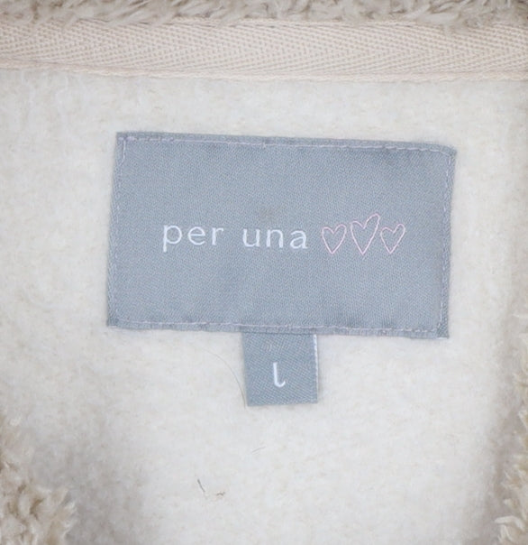 Per Una Women Ivory Floral Hooded Button Cardigan Sweatshirt L