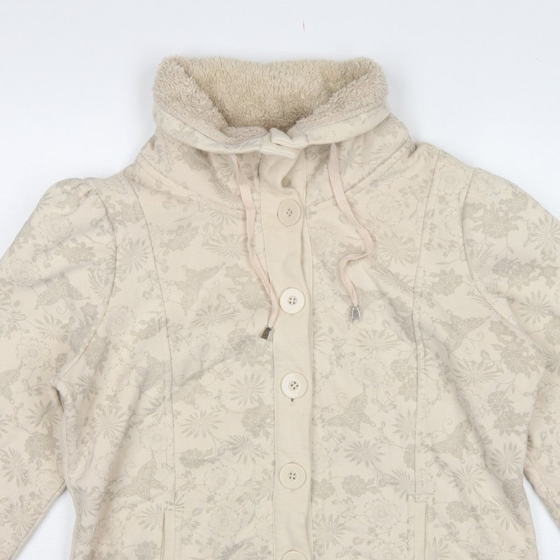 Per Una Women Ivory Floral Hooded Button Cardigan Sweatshirt L