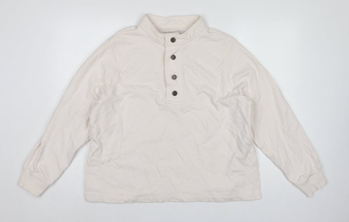 Gap Work-Force Men’s Ivory L Button Henley Sweatshirt Cotton