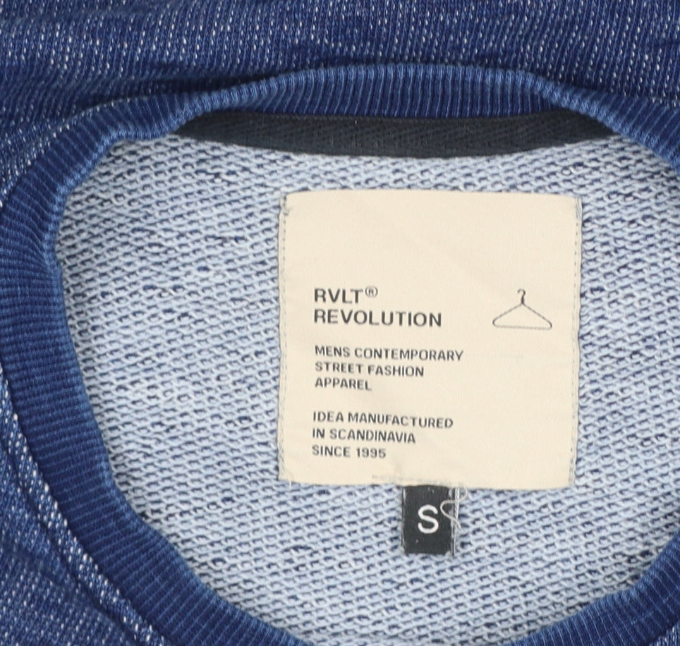 Revolution Men’s Blue Small Crew Neck Cotton Pullover Sweatshirt