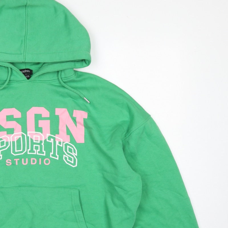 Boohoo Women's Green S Pullover Hoodie DSGN Sports Graphic Fleece