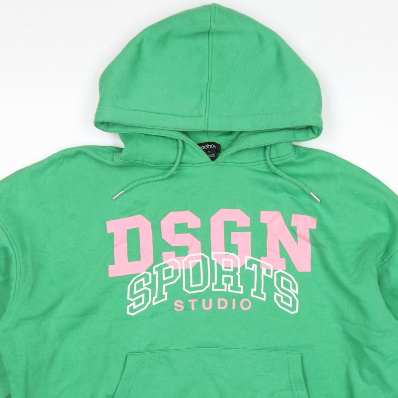 Boohoo Women's Green S Pullover Hoodie DSGN Sports Graphic Fleece