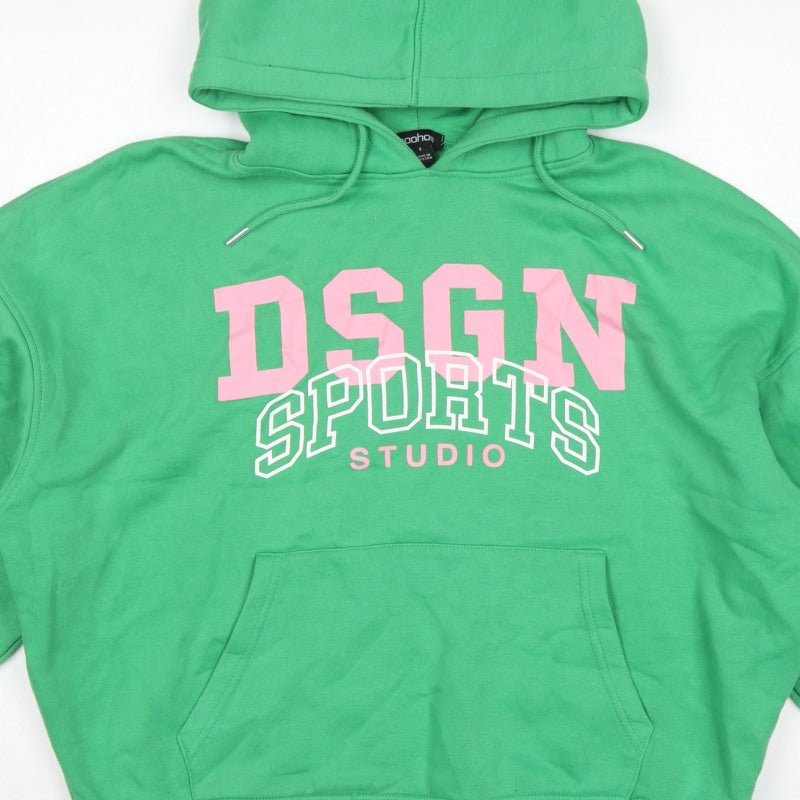 Boohoo Women's Green S Pullover Hoodie DSGN Sports Graphic Fleece