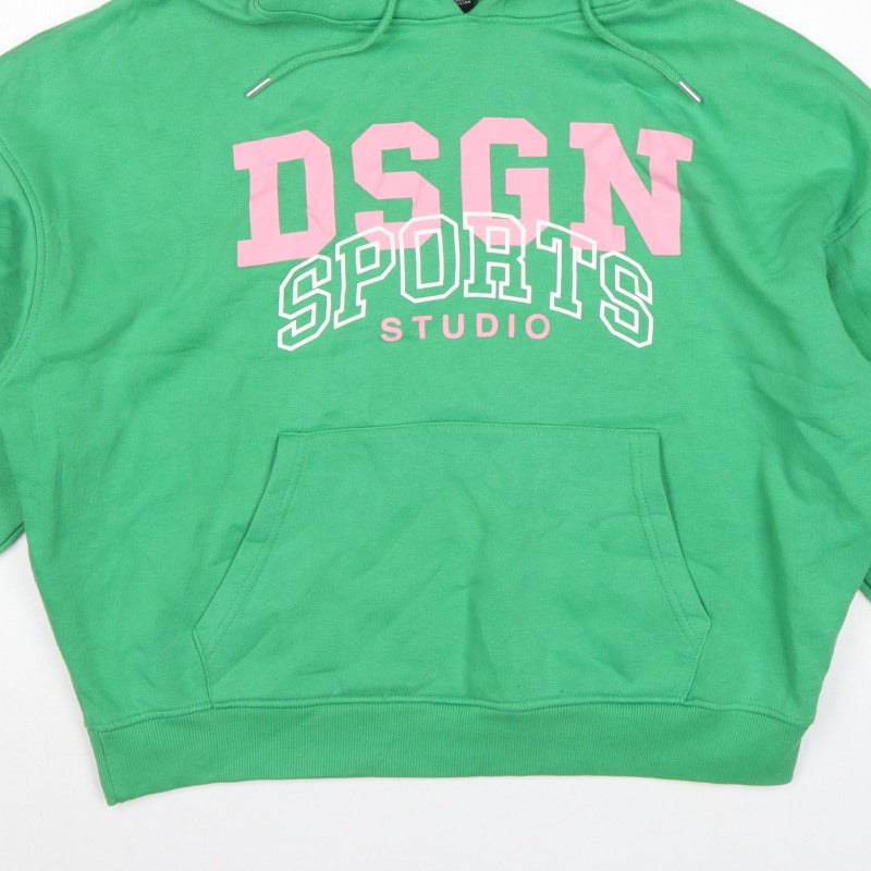 Boohoo Women's Green S Pullover Hoodie DSGN Sports Graphic Fleece