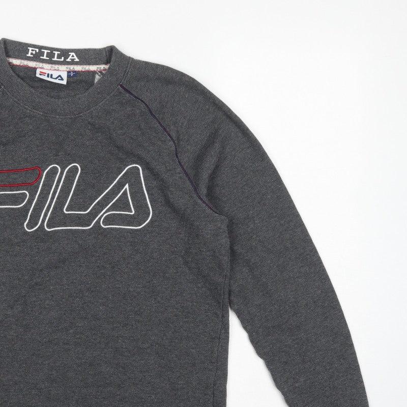 Fila Men’s Grey S Embroidered Logo Crew Neck Pullover Sweatshirt