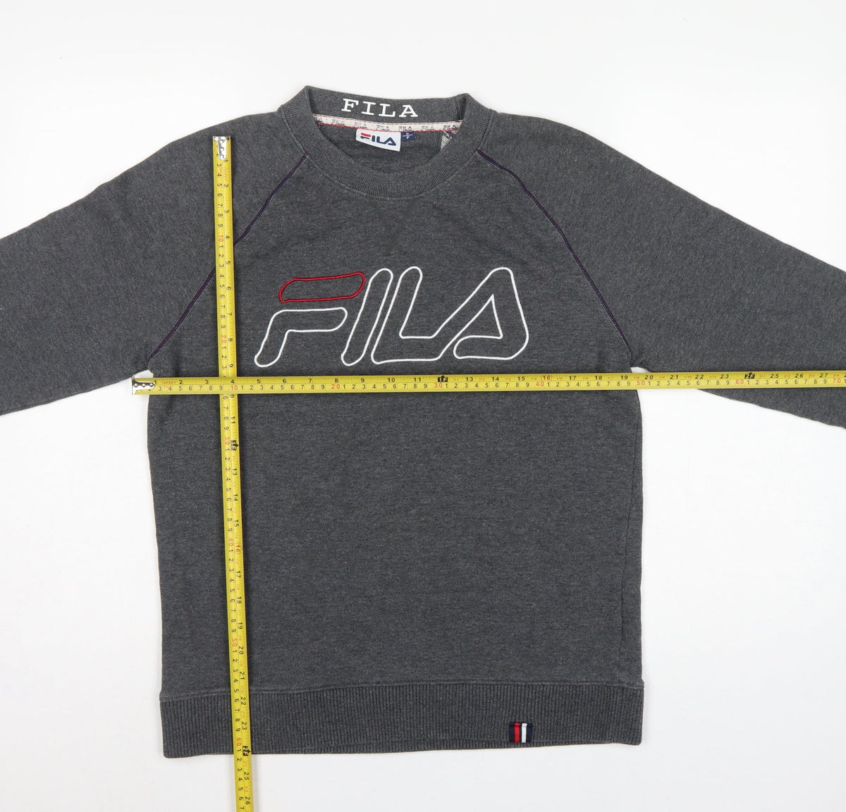 Fila Men’s Grey S Embroidered Logo Crew Neck Pullover Sweatshirt