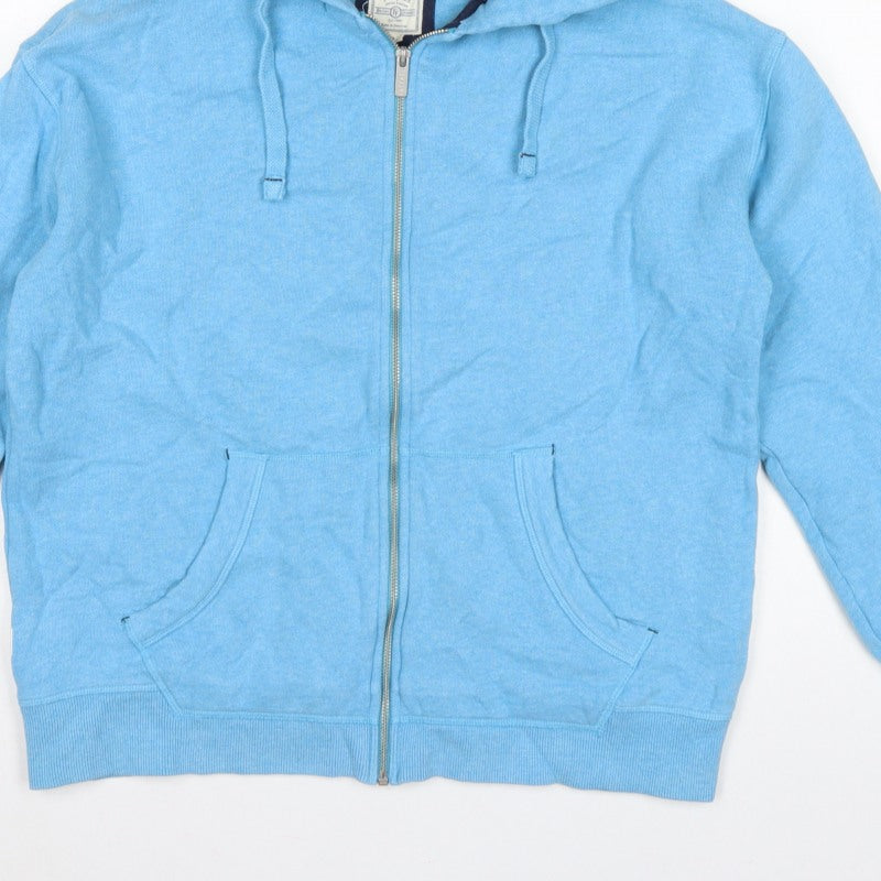 Fat Face Men's Blue M Full Zip Hooded Cotton Blend Hoodie