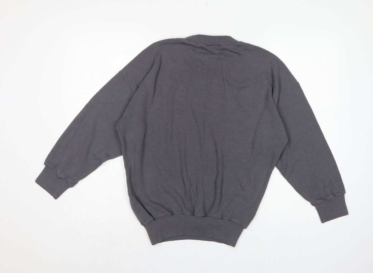 Greenwoods Active Women Grey M Colourblock Acrylic Sweatshirt Pullover