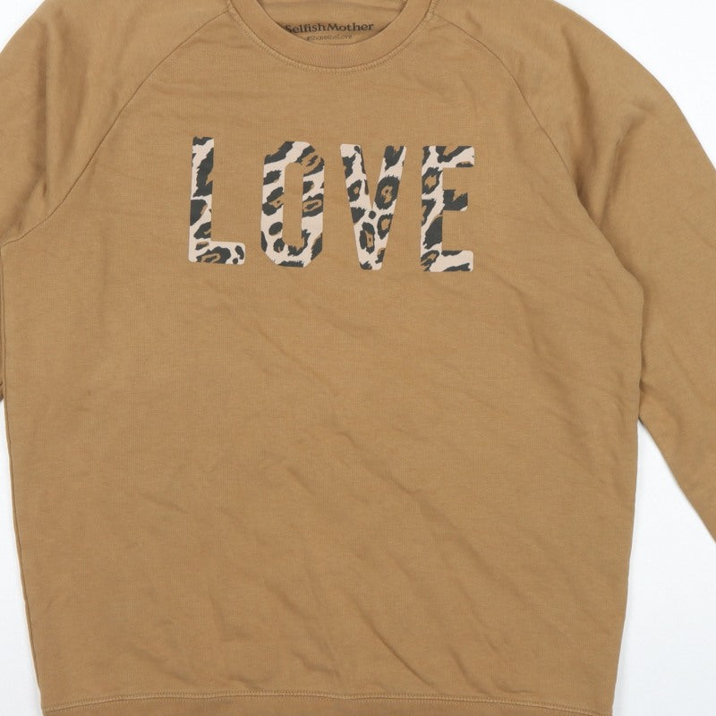 Selfish Mother Women’s Brown L Love Leopard Print Raglan Sweatshirt