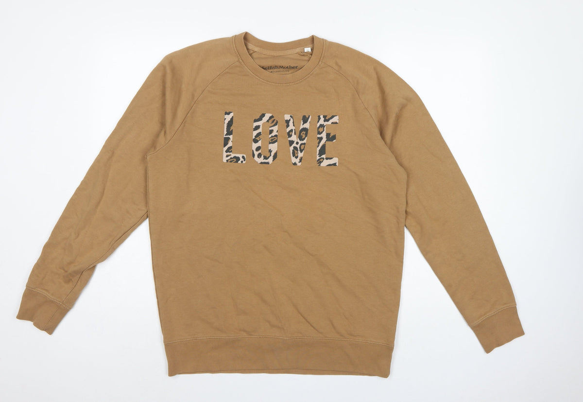 Selfish Mother Women’s Brown L Love Leopard Print Raglan Sweatshirt