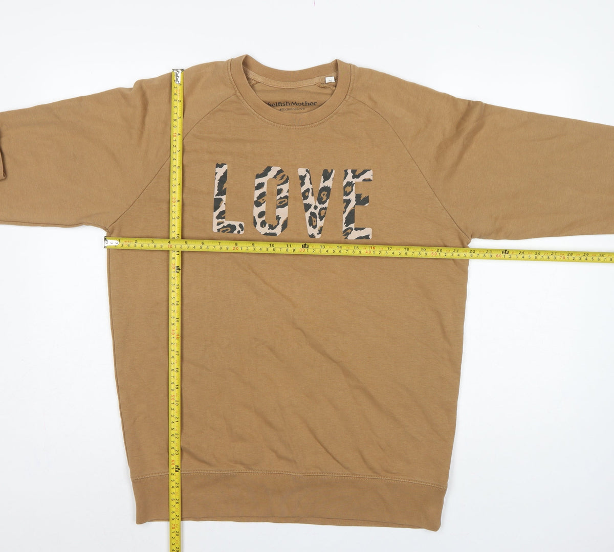 Selfish Mother Women’s Brown L Love Leopard Print Raglan Sweatshirt