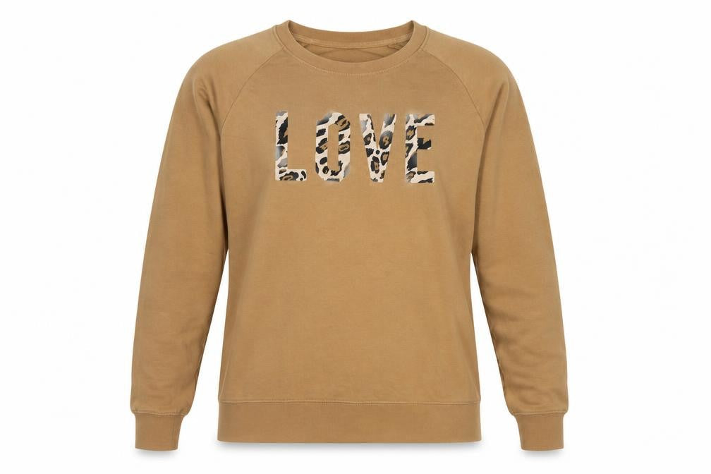 Selfish Mother Women’s Brown L Love Leopard Print Raglan Sweatshirt