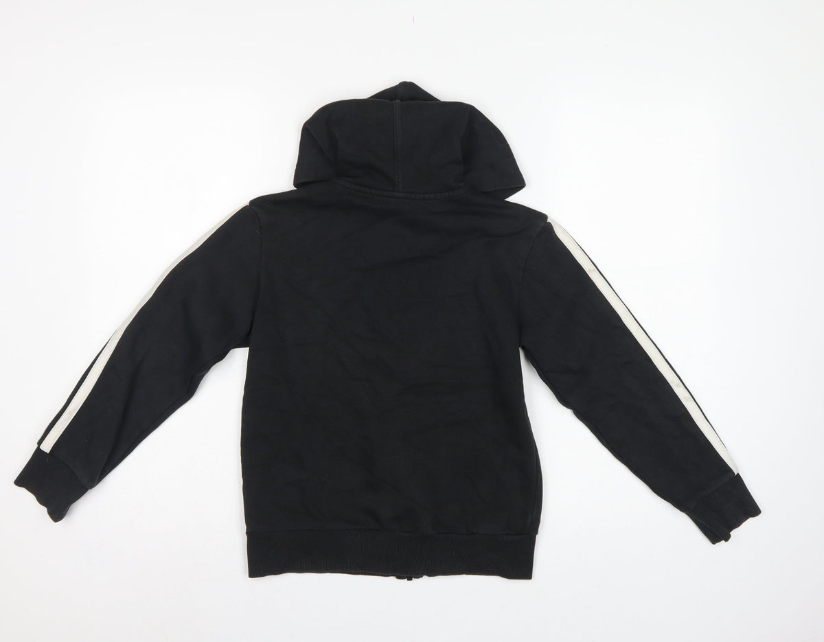 adidas Boys Black 9-10 Years Full Zip Hooded Logo Track Hoodie