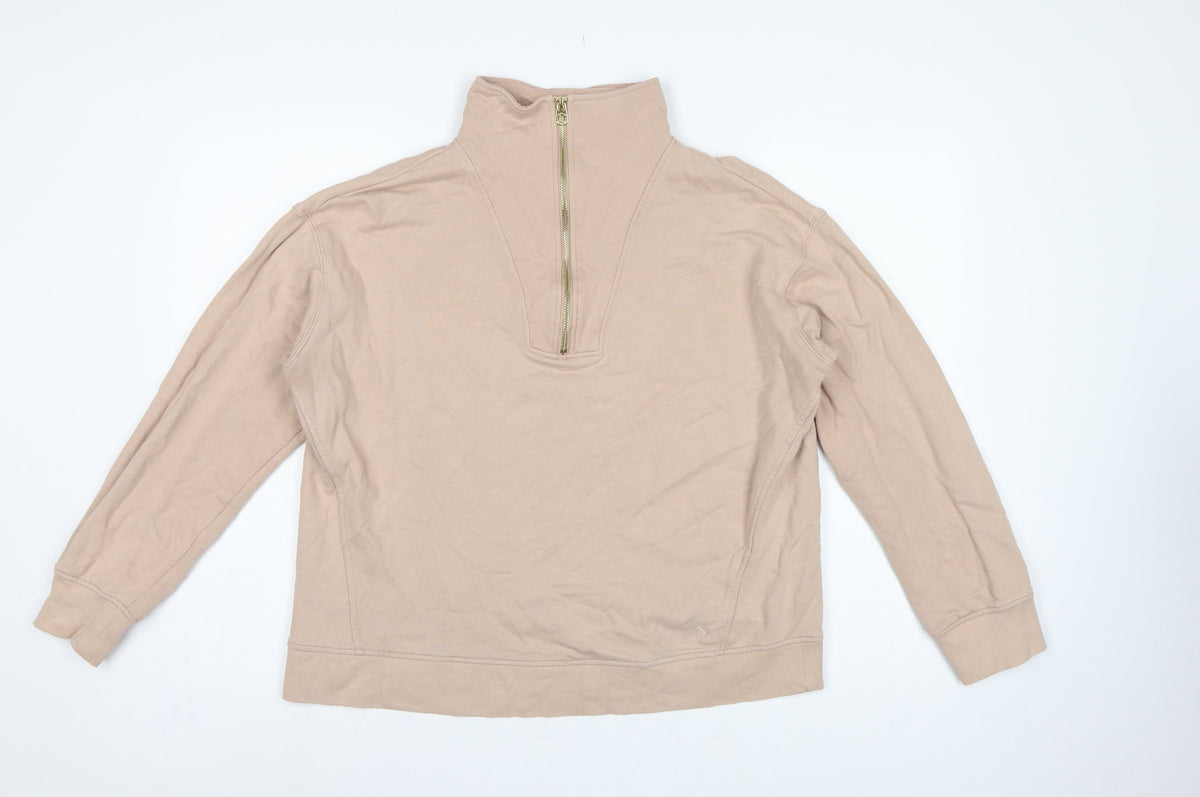 Joules Women Beige UK 14 Pullover Sweatshirt Gold 1/2 Zip