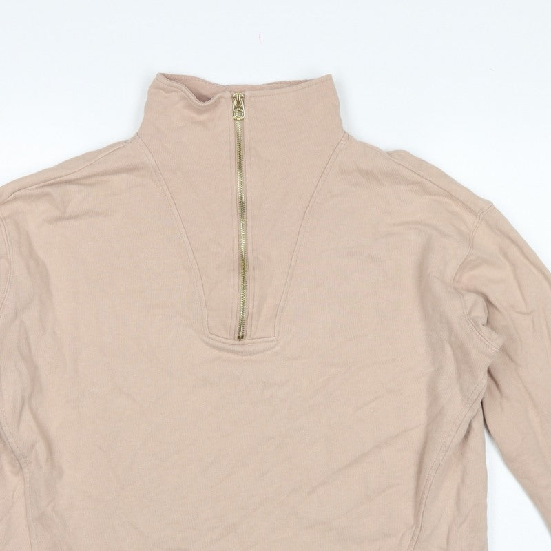 Joules Women Beige UK 14 Pullover Sweatshirt Gold 1/2 Zip