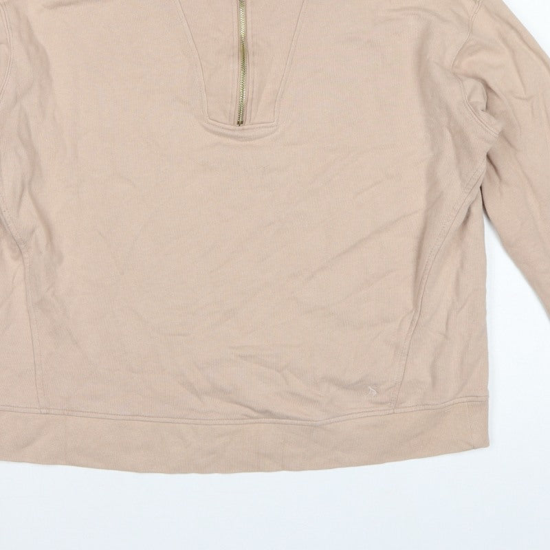 Joules Women Beige UK 14 Pullover Sweatshirt Gold 1/2 Zip