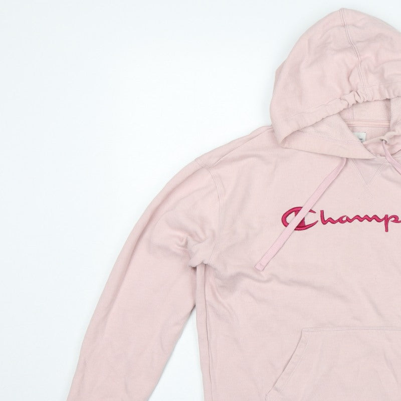 Champion Women’s Pink M Pullover Hoodie Embroidered Logo
