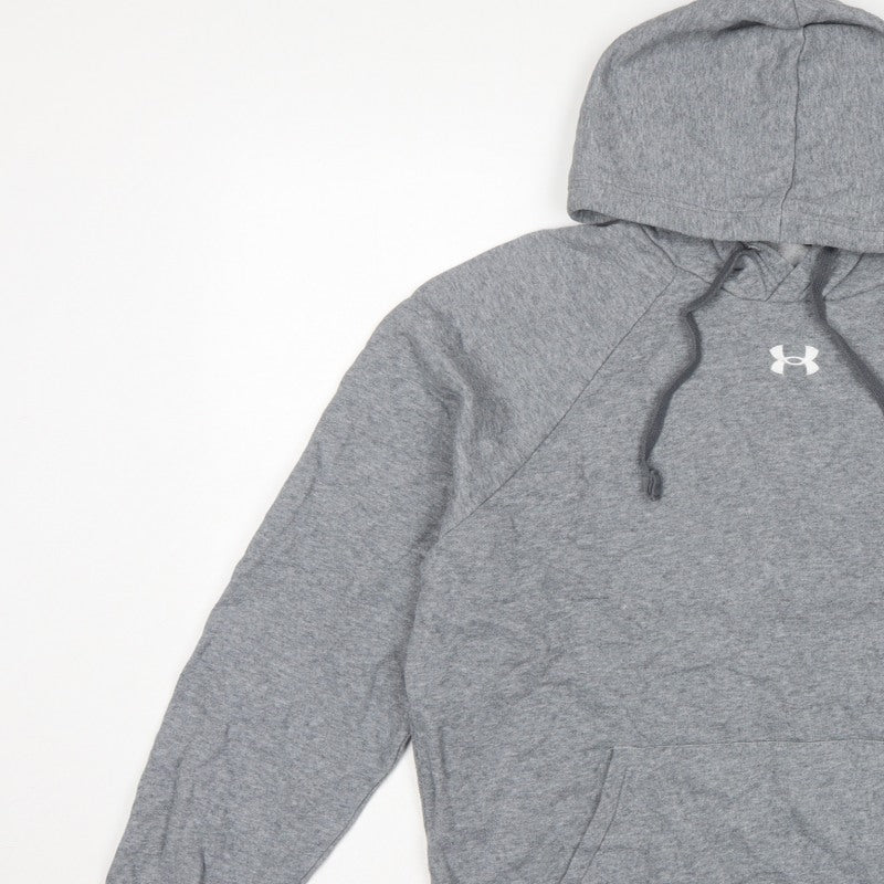 Under Armour Men’s Grey M Pullover Hoodie Logo Sports Fleece