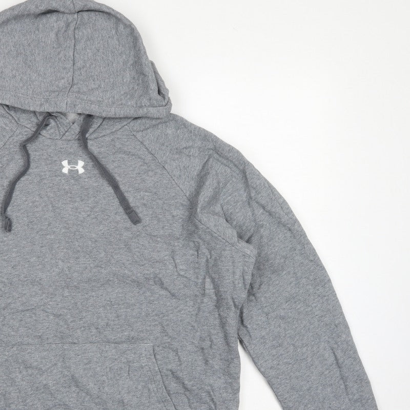 Under Armour Men’s Grey M Pullover Hoodie Logo Sports Fleece