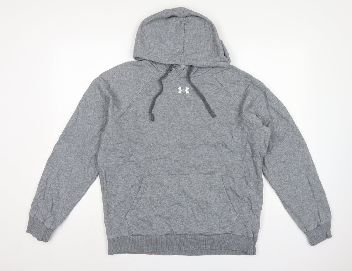 Under Armour Men’s Grey M Pullover Hoodie Logo Sports Fleece