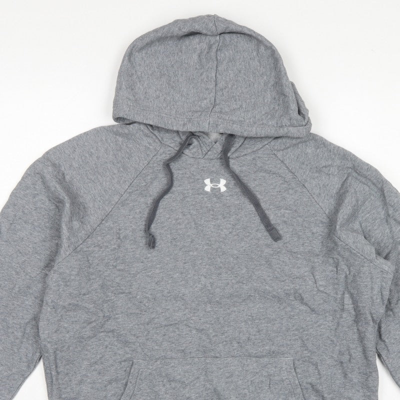Under Armour Men’s Grey M Pullover Hoodie Logo Sports Fleece
