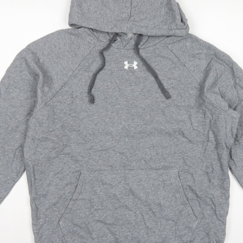 Under Armour Men’s Grey M Pullover Hoodie Logo Sports Fleece