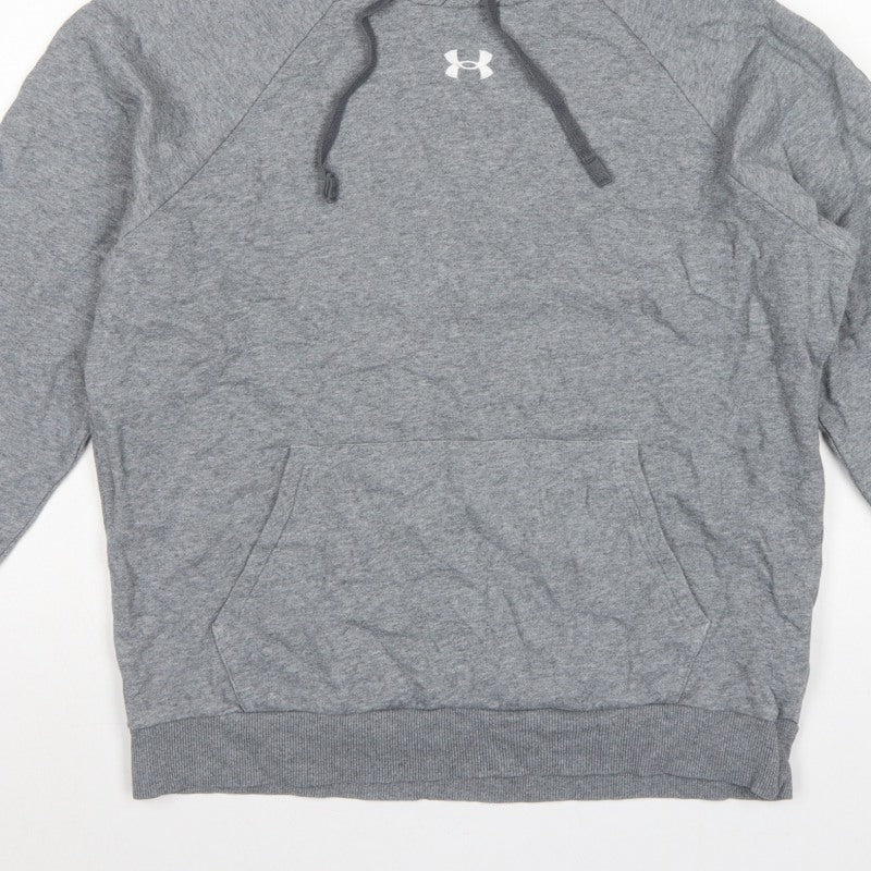 Under Armour Men’s Grey M Pullover Hoodie Logo Sports Fleece