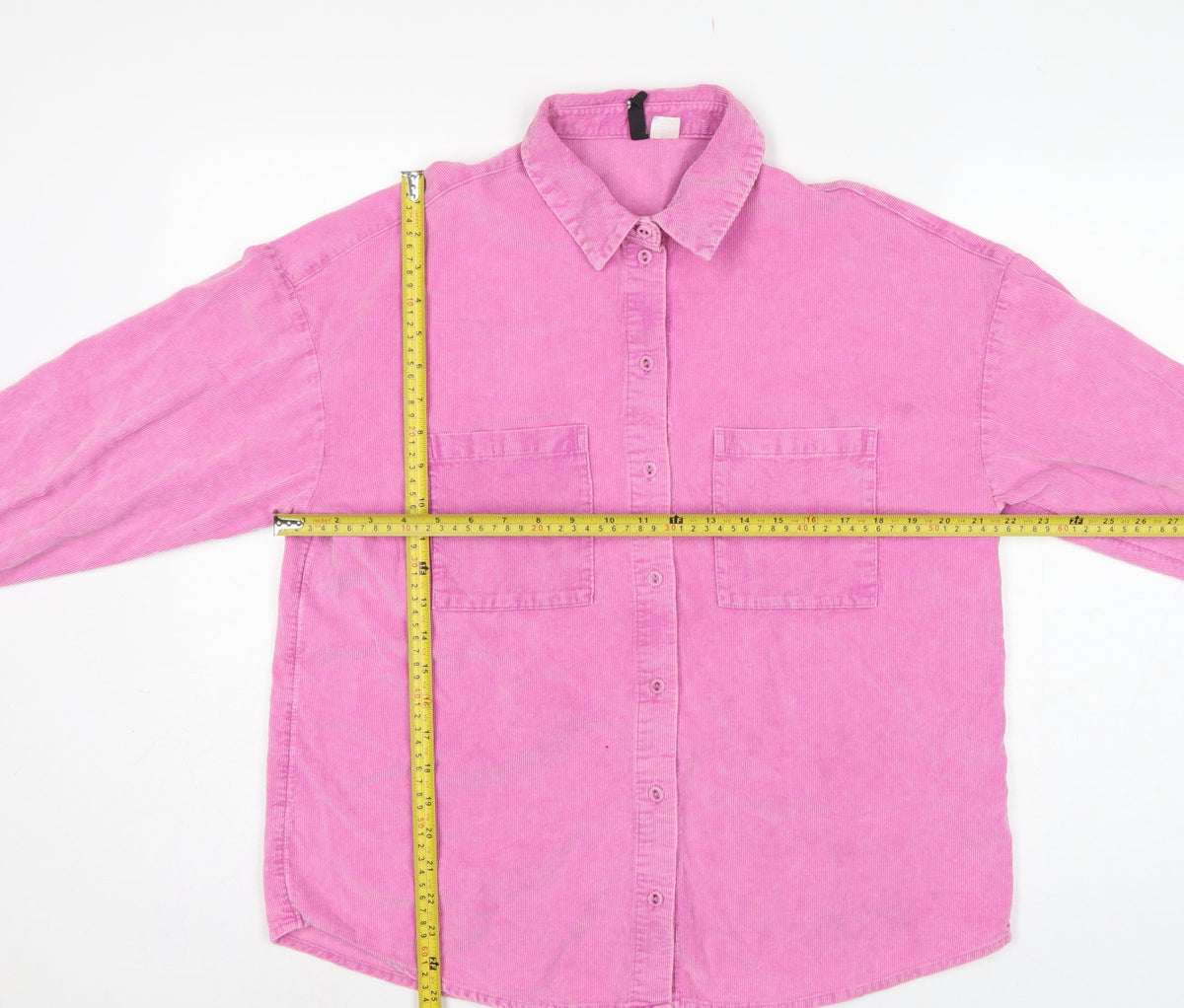 Divided H&M Women Pink UK 6 Cotton Corduroy Button-Up Shirt