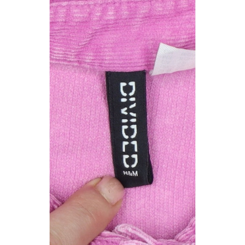 Divided H&M Women Pink UK 6 Cotton Corduroy Button-Up Shirt