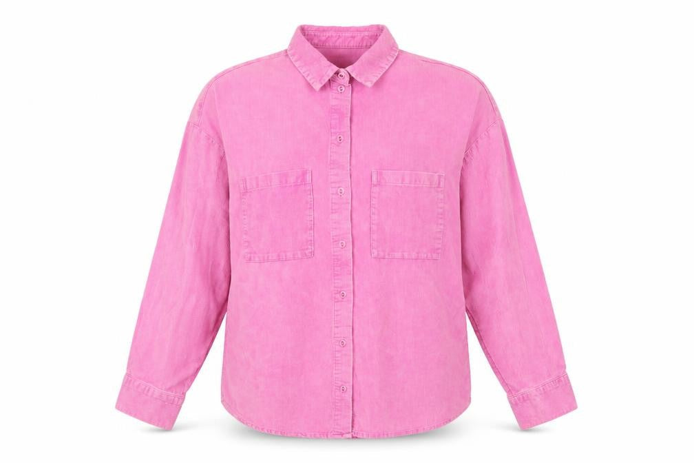 Divided H&M Women Pink UK 6 Cotton Corduroy Button-Up Shirt