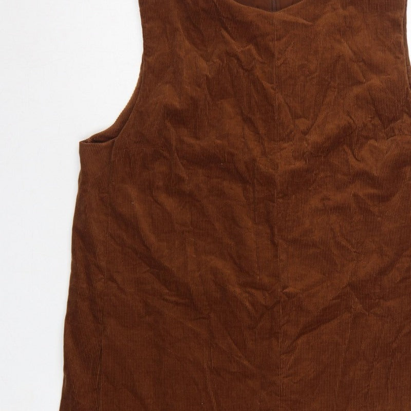 COS Women Brown Corduroy Shift Dress UK 16 Sleeveless Lined