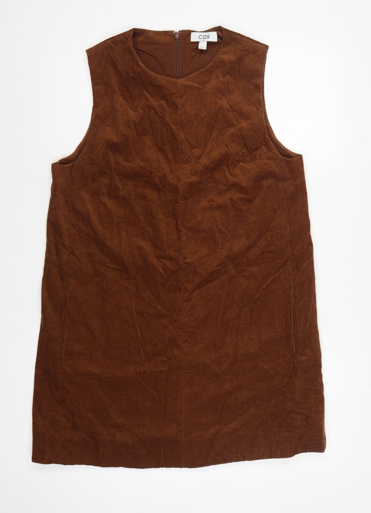 COS Women Brown Corduroy Shift Dress UK 16 Sleeveless Lined